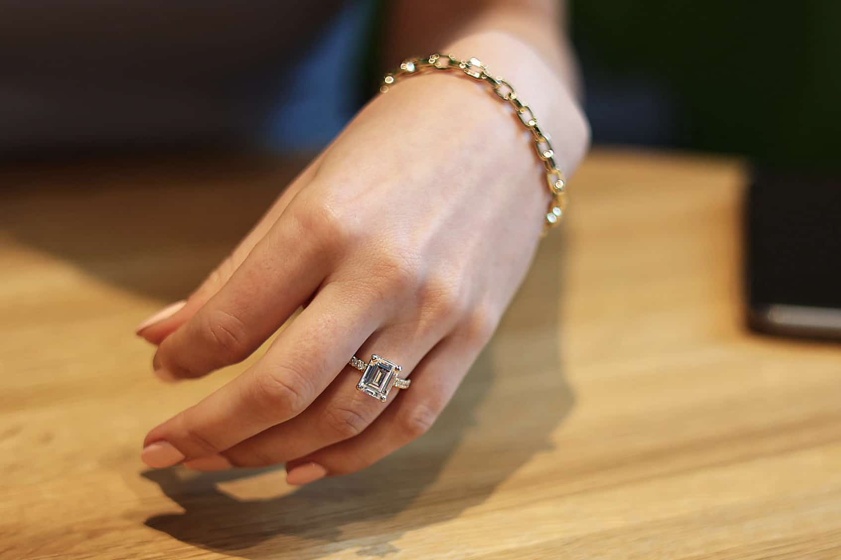 emerald cut wedding rings